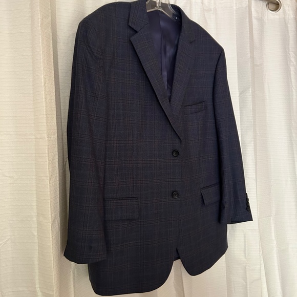 Pronto Uomu Platinum Blue Plaid 2 Button Sport Blazer, Size 44R - Picture 5 of 12